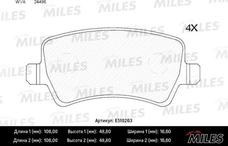 Miles E510263 - Brake Pad Set, disc brake autospares.lv