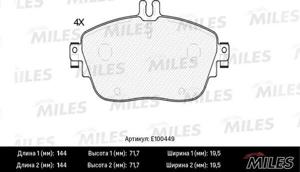 Miles E100449 - Brake Pad Set, disc brake autospares.lv