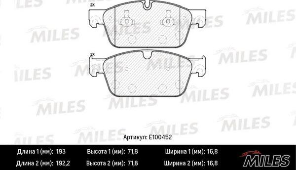 Miles E100452 - Brake Pad Set, disc brake autospares.lv