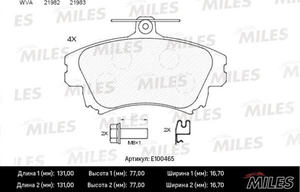 Miles E100465 - Brake Pad Set, disc brake autospares.lv