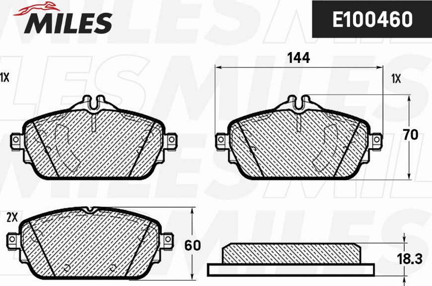 Miles E400460 - Brake Pad Set, disc brake autospares.lv