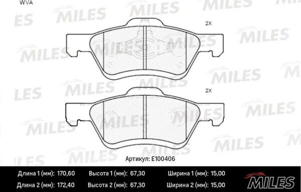 Miles E100406 - Brake Pad Set, disc brake autospares.lv