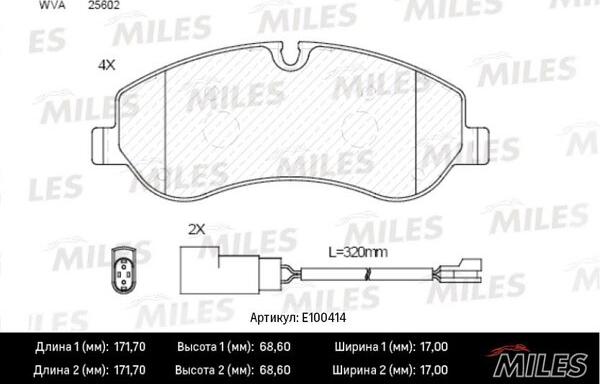 Miles E100414 - Brake Pad Set, disc brake autospares.lv