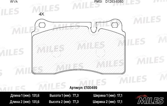 Miles E100489 - Brake Pad Set, disc brake autospares.lv