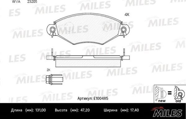 Miles E100485 - Brake Pad Set, disc brake autospares.lv