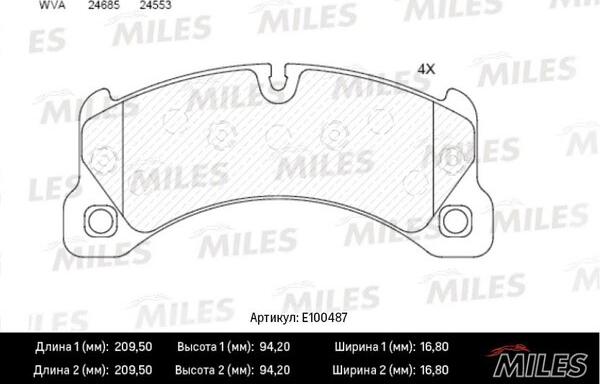 Miles E100487 - Brake Pad Set, disc brake autospares.lv