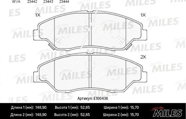 Miles E100436 - Brake Pad Set, disc brake autospares.lv