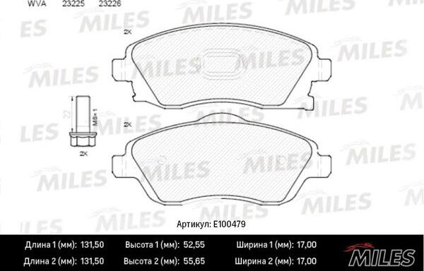 Miles E100479 - Brake Pad Set, disc brake autospares.lv