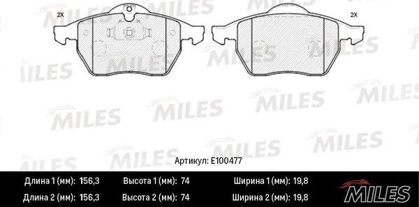 Miles E100477 - Brake Pad Set, disc brake autospares.lv