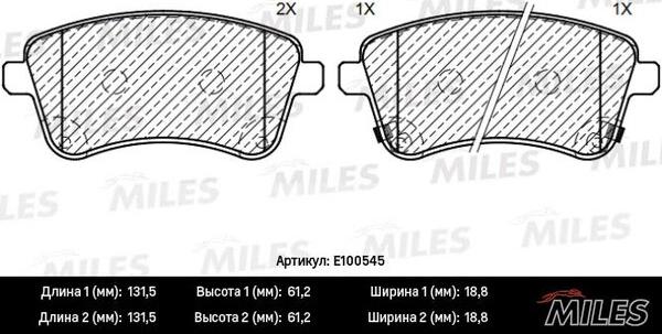 Miles E100545 - Brake Pad Set, disc brake autospares.lv