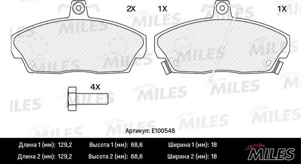 Miles E100548 - Brake Pad Set, disc brake autospares.lv