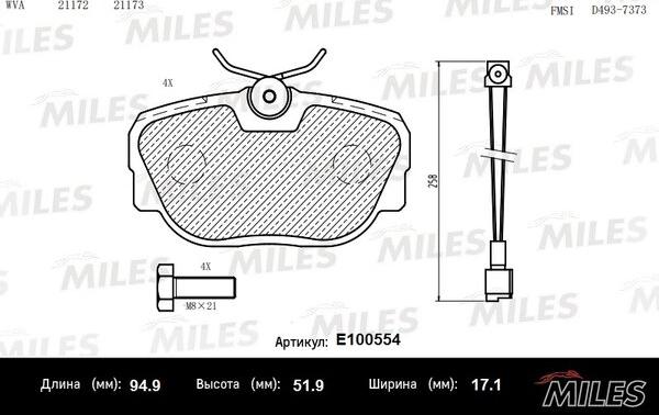 Miles E100554 - Brake Pad Set, disc brake autospares.lv