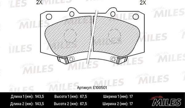 Miles E100501 - Brake Pad Set, disc brake autospares.lv