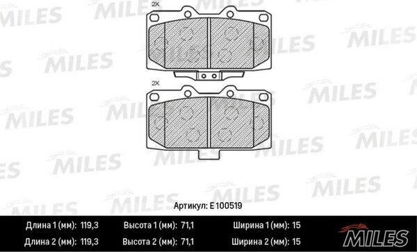 Miles E100519 - Brake Pad Set, disc brake autospares.lv