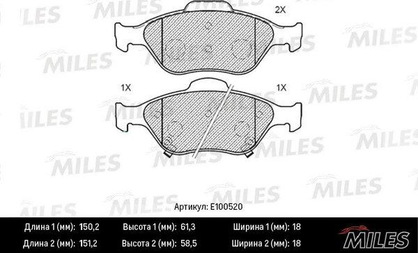 Miles E100520 - Brake Pad Set, disc brake autospares.lv