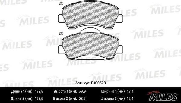 Miles E100528 - Brake Pad Set, disc brake autospares.lv