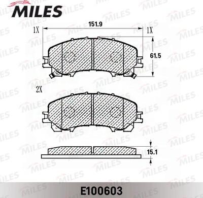 Miles E100603 - Brake Pad Set, disc brake autospares.lv