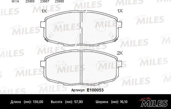 Miles E100053 - Brake Pad Set, disc brake autospares.lv