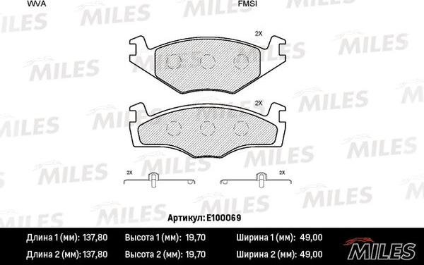 Miles E100069 - Brake Pad Set, disc brake autospares.lv