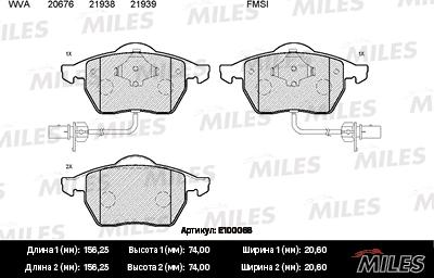 Miles E100068 - Brake Pad Set, disc brake autospares.lv