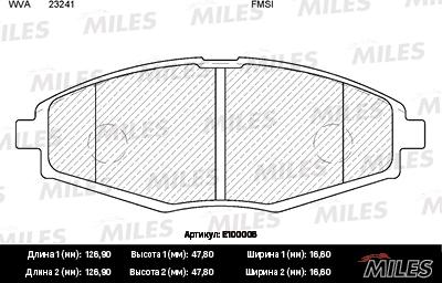 Miles E100006 - Brake Pad Set, disc brake autospares.lv