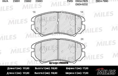 Miles E100019 - Brake Pad Set, disc brake autospares.lv