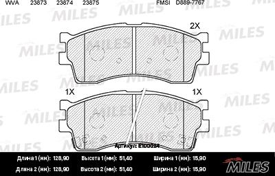 Miles E100024 - Brake Pad Set, disc brake autospares.lv