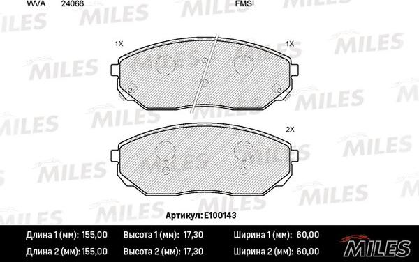 Miles E100143 - Brake Pad Set, disc brake autospares.lv