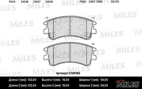 Miles E100165 - Brake Pad Set, disc brake autospares.lv