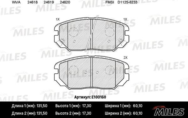 Miles E100160 - Brake Pad Set, disc brake autospares.lv