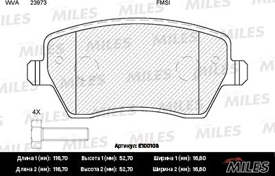 Miles E100108 - Brake Pad Set, disc brake autospares.lv