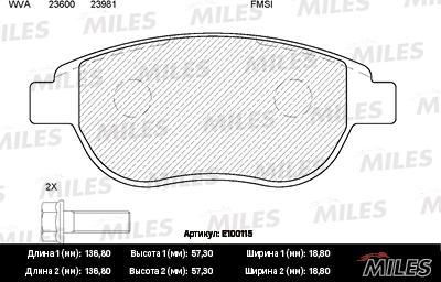 Miles E100115 - Brake Pad Set, disc brake autospares.lv