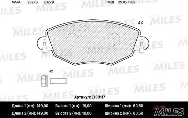 Miles E100117 - Brake Pad Set, disc brake autospares.lv