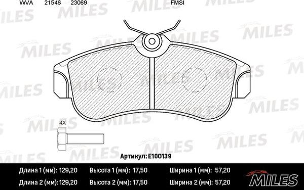 Miles E100139 - Brake Pad Set, disc brake autospares.lv