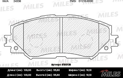 Miles E100135 - Brake Pad Set, disc brake autospares.lv