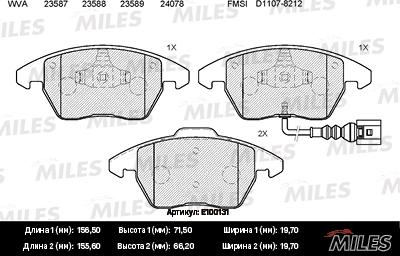 Miles E100131 - Brake Pad Set, disc brake autospares.lv