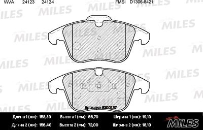 Miles E100137 - Brake Pad Set, disc brake autospares.lv