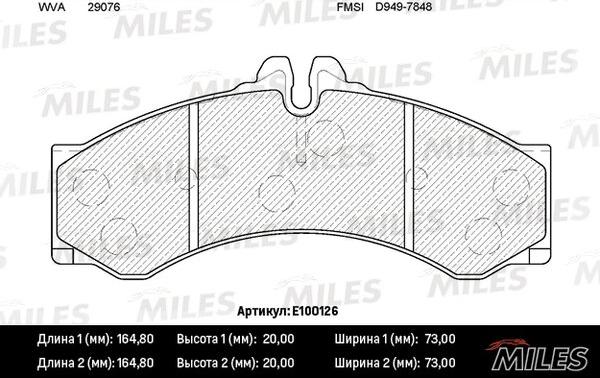 Miles E100126 - Brake Pad Set, disc brake autospares.lv