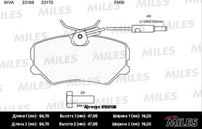 Miles E100128 - Brake Pad Set, disc brake autospares.lv