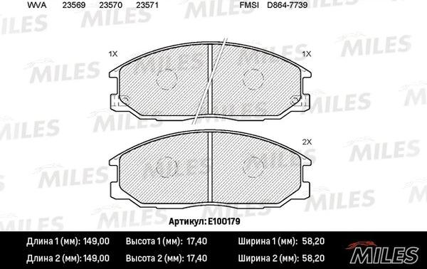 Miles E100179 - Brake Pad Set, disc brake autospares.lv