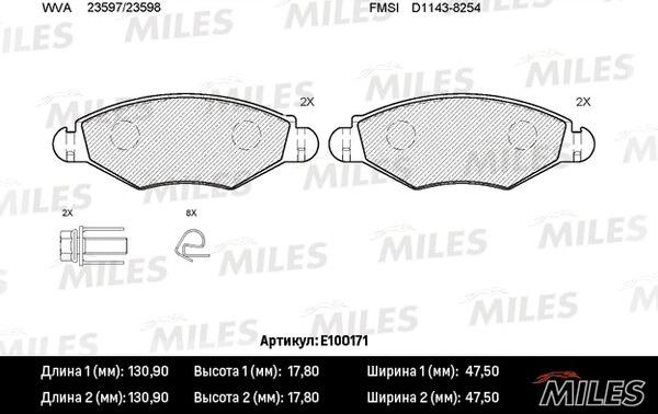 Miles E100171 - Brake Pad Set, disc brake autospares.lv