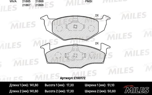 Miles E100172 - Brake Pad Set, disc brake autospares.lv