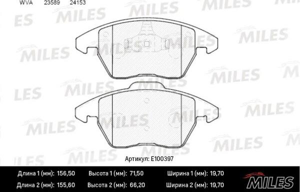 Miles E100397 - Brake Pad Set, disc brake autospares.lv