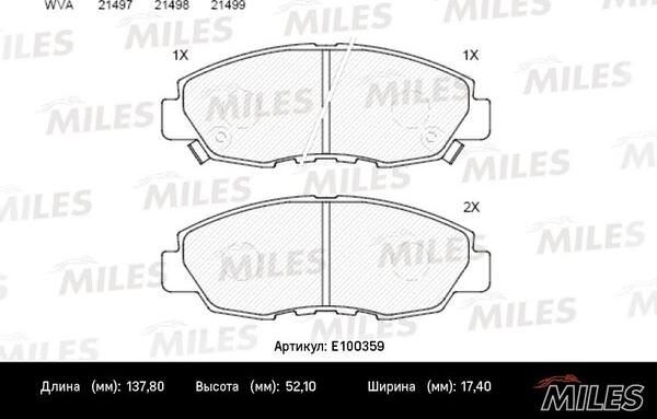 Miles E100359 - Brake Pad Set, disc brake autospares.lv