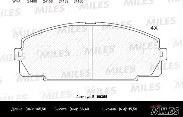 Miles E100355 - Brake Pad Set, disc brake autospares.lv