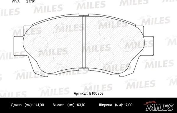 Miles E100353 - Brake Pad Set, disc brake autospares.lv