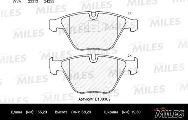 Miles E100302 - Brake Pad Set, disc brake autospares.lv