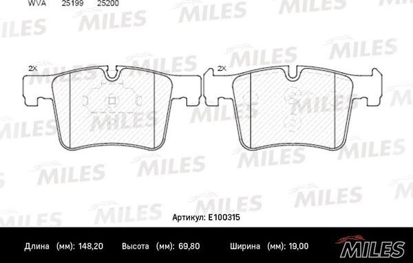 Miles E100315 - Brake Pad Set, disc brake autospares.lv