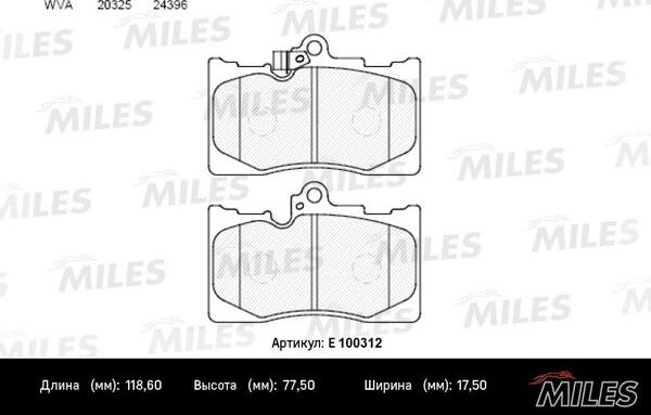 Miles E100312 - Brake Pad Set, disc brake autospares.lv