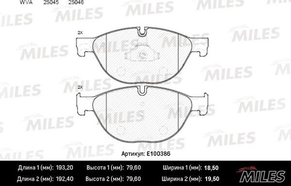 Miles E100386 - Brake Pad Set, disc brake autospares.lv